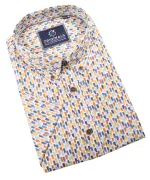 Chemise imprimée Jaune ocre touches de couleur