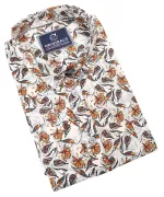 Chemise tropicale à fleurs orange foncée taille 5XL été - XXL4YOU