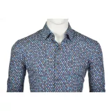 Chemise bleu marine avec motifs  manche longue de 2XL à 6XL