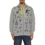 Sweat zippé à capuche Mélange de gris clair imprimé smiley