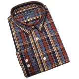 Chemise à petits Carreaux brique, bleu et ocre