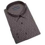 Chemise à motifs brun foncé avec col libre