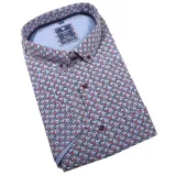 Chemise manche courte blanche motifs noir, rouge et bleu de 2XL à 6XL