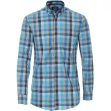 Chemise manche longue carreaux turquoise, bleu et blanc  de 2XL à 6XL