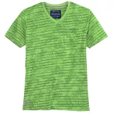 T-shirt col V imprimé floral vert poche 