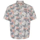 Chemise manche courte lin-coton imprimée Beige clair de 2XL à 8XL