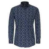Chemise manche longue Motif sur bleu marine de 2XL à 6XL