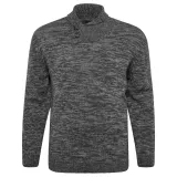 Pull col boutonné Mélange de gris foncé 3XL à 8XL
