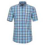 Chemise manche courte carreaux turquoise marine  de 2XL à 6XL
