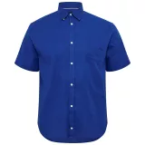 Chemise bleu cobalt manche courte en coton lin