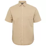 Chemise sable clair manche courte en coton lin