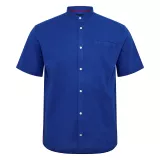 Chemise col mao manche courte en coton lin bleu cobalt de 3XL à 8XL