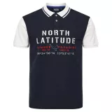 Polo bleu nuit  brodé manches contrastées 3XL à 8XL