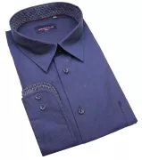 Chemise manches longues unie bleu marine élégante