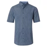 Chemise motifs bleu et vert  col boutonné manches courtes