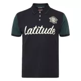Polo noir manches contrastées imprimé Latitude