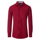 Chemise twill confort Rouge Cactus à détails carreaux
