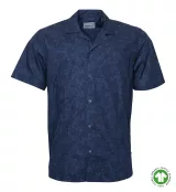 Chemise manches courtes bleu marine motif algue