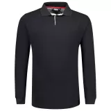 Polo manches longues noir col contrasté