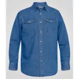 Chemise denim western authentique bleu délavé