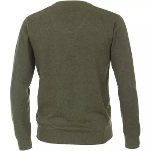 Pull Col en V manche longue vert olive-3XL