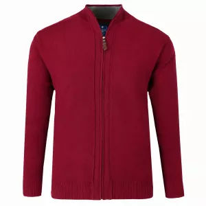 Pull Cardigan zippé rouge