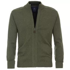 Pull Cardigan zippé vert olive-4XL
