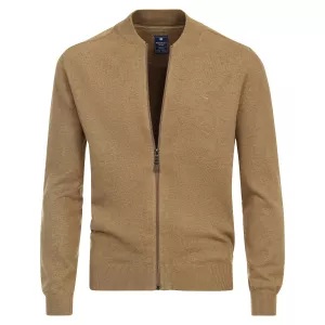 Pull Col Collège cardigan zippé Camel-5XL