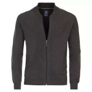 Pull Col Collège cardigan zippé gris foncé