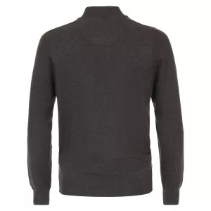 Pull Col Collège cardigan zippé gris foncé-4XL