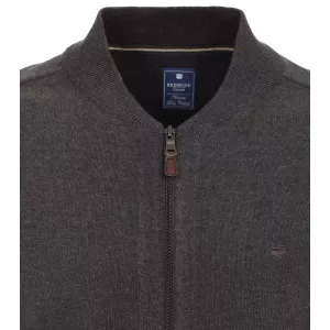 Pull Col Collège cardigan zippé gris foncé-6XL