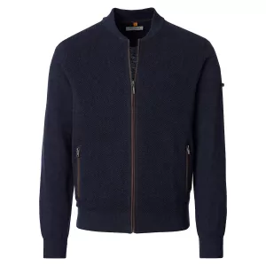 Cardigan col collège texturé bleu nuit
