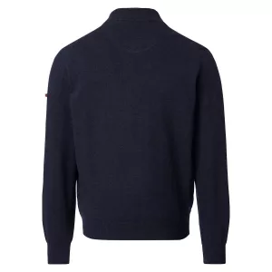 Cardigan col collège texturé bleu nuit-6XL