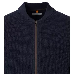 Cardigan col collège texturé bleu nuit-6XL