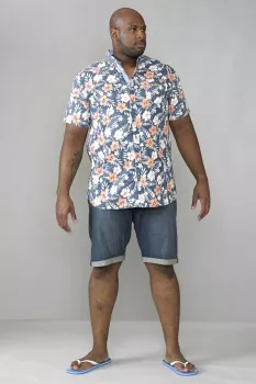 Chemise hawaïenne fleurie bleue-5XL
