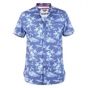 Chemise manche courte Hawaiienne bleu de 3XL à 6XL