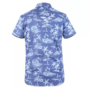 Chemise manche courte Hawaiienne bleu de 3XL à 6XL-4XL
