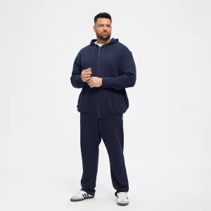 Sweat hoodie zippé moderne bleu marine-4XL