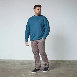 Sweatshirt col rond brodé bleu pétrole-4XL