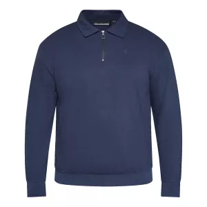 Polo zippé manches longues bleu marine (TALL)-2XLT