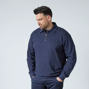 Polo zippé manches longues bleu marine (TALL)-2XLT