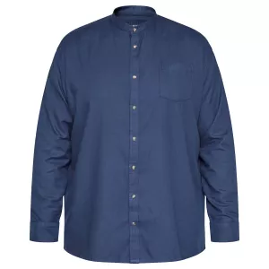 Chemise col mao bleu marine style moderne-4XL