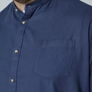Chemise col mao bleu marine style moderne-4XL