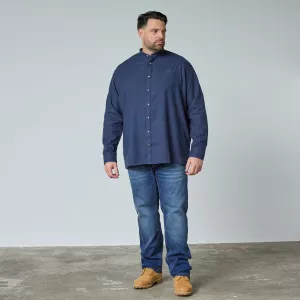 Chemise col mao bleu marine style moderne-8XL