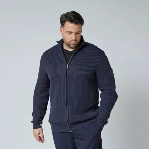 Gilet zippé en maille bleu marine-4XL