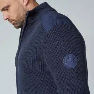 Gilet zippé en maille bleu marine-5XL