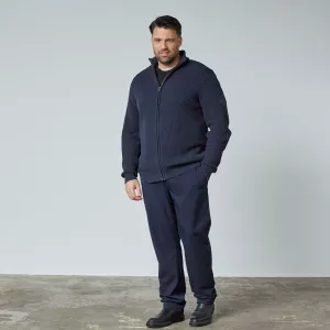 Gilet zippé en maille bleu marine-4XL
