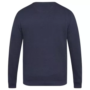 Pull col V maille texturée bleu marine-7XL