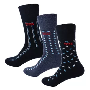Chaussettes 3 paires marine / denim avec motifs -45-48