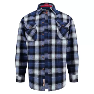 Surchemise D555 à carreaux bleu marine gris blanc-5XL